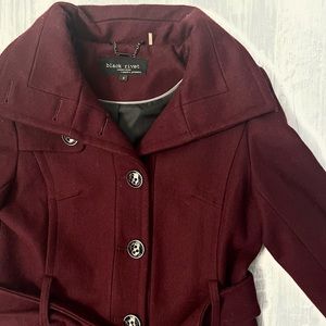 Burgundy Wine Winter Trench Coat